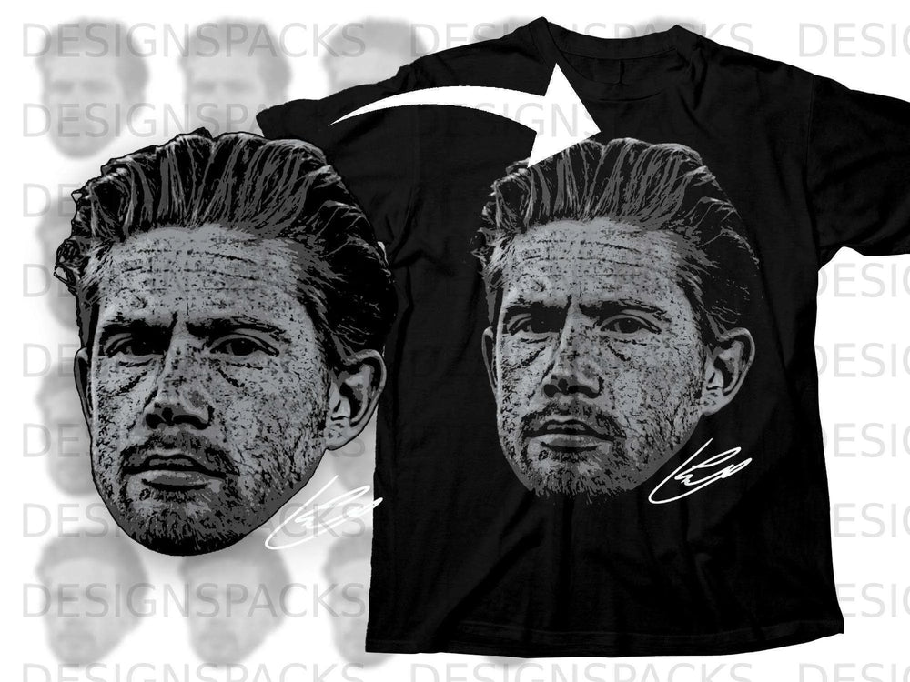 Bold Monochrome Face Graphic Signature T-shirt