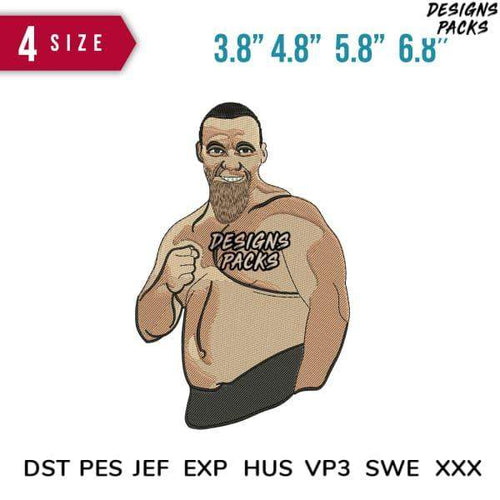 Wrestler design for embroidery with multiple sizes and formats