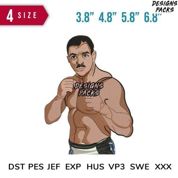 Boxer embroidery design in multiple sizes, print-ready formats for DTG, DTF, and tumbler wraps
