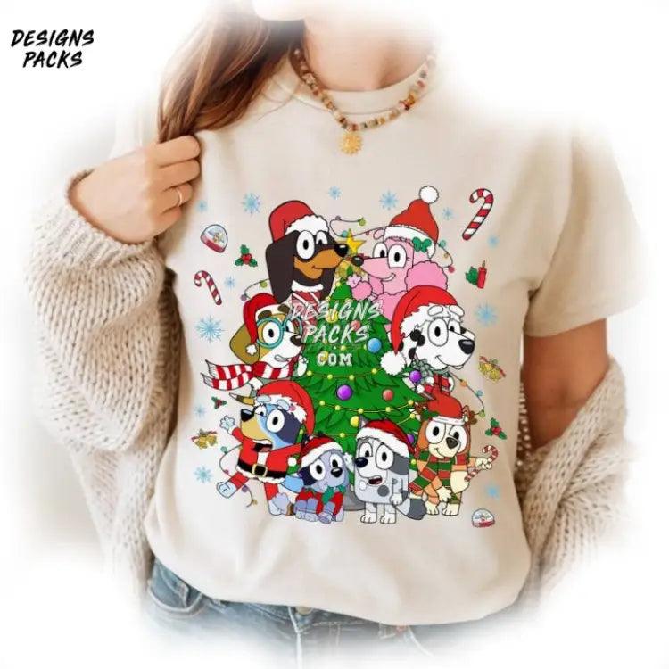 Kids Christmas Bluey Tree Png Design