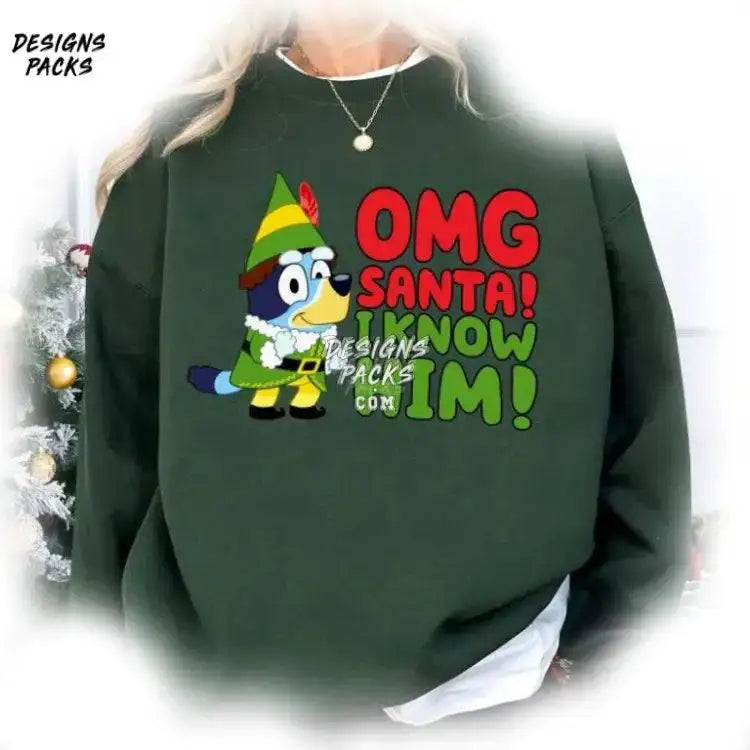Kids Christmas Omg Santa I Know Him Bluey Png Design