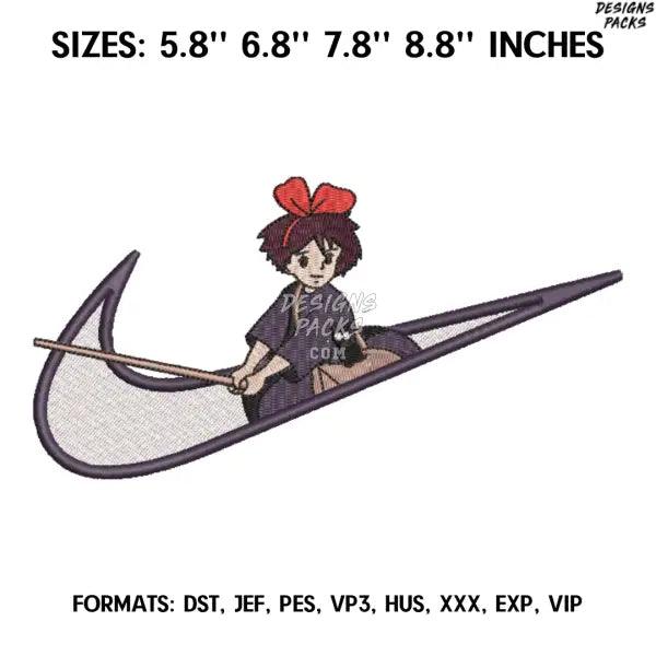 Kiki's Delivery Service Embroidery Design File, Kiki Delivery Anime Embroidery Design,