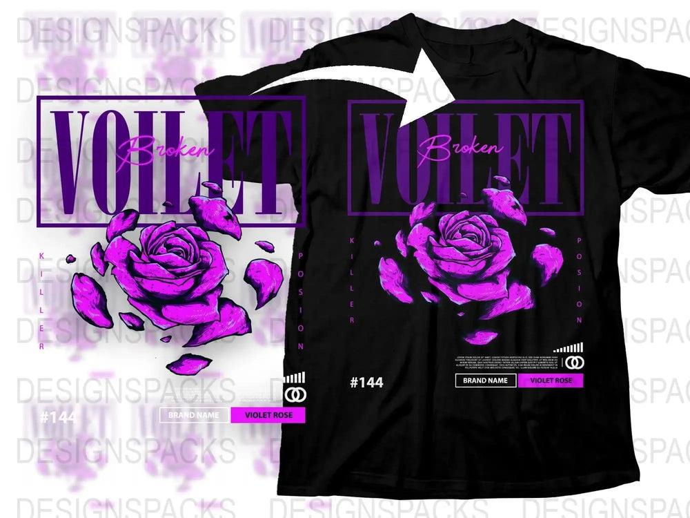 Killer Poison Violet Broken Rose Graphic Design Png Digital Download