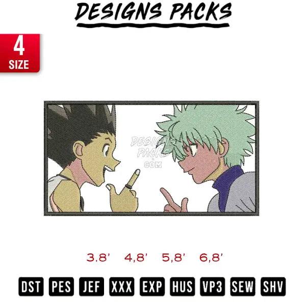 Killua and Gon freeze Embroidery Design 3,8", 4.8", 5.8", 6.8"