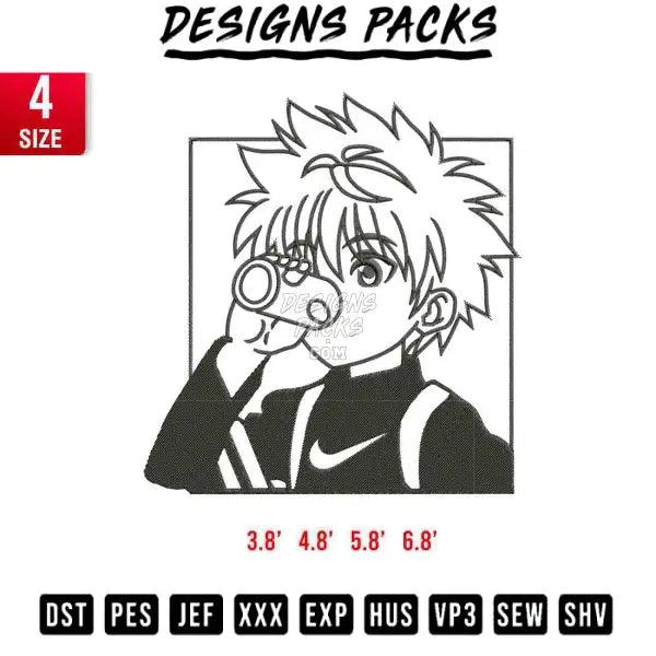 Killua drinking Embroidery Design 3,8", 4.8", 5.8", 6.8"