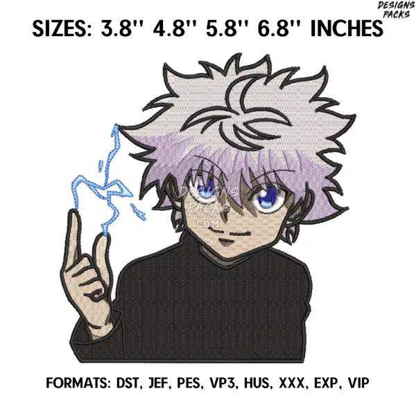 Killua Embroidery Design File, Hunter x Hunter Anime Embroidery Design, Machine Embroidery, Anime Pes Design Brother