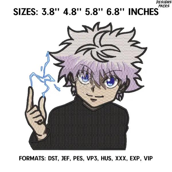Killua Embroidery Design File, Hunter x Hunter Anime Embroidery Design, Machine Embroidery, Anime Pes Design Brother