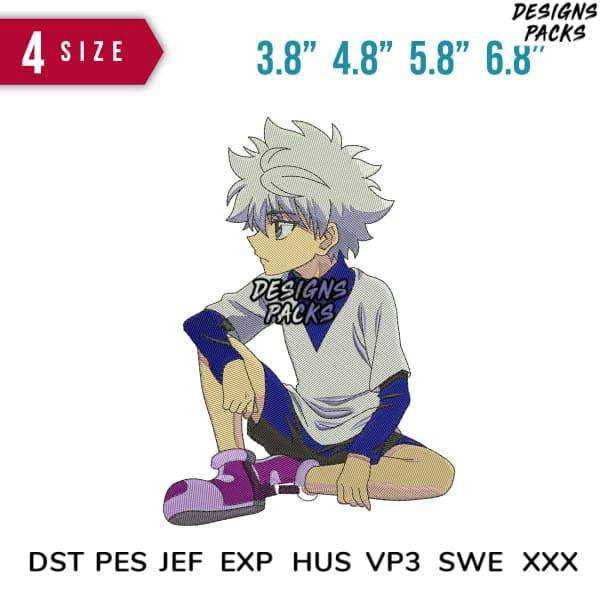 Anime character embroidery design in 4 sizes, print-ready formats for DTG/DTF, tumbler wraps