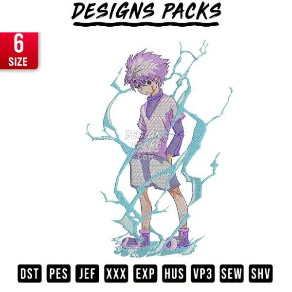 Killua Z Light Embroidery Design 4x4", 6x6", 5x7", 6x10" ,7x11", 9x9"