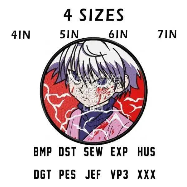 Circle Killua Zoldyck Anime Embroidery Design