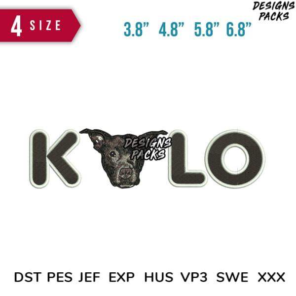 Kolo dog face embroidery design in 4 sizes, PES DST JEF formats for instant download