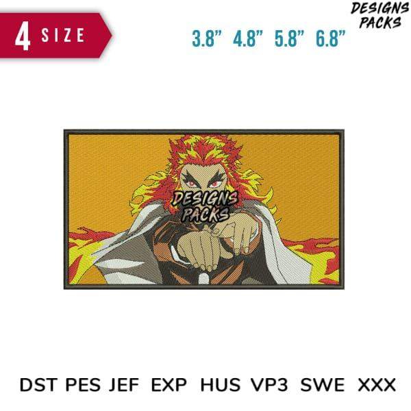 Anime character embroidery design in 4 sizes, compatible with DST PES JEF formats for instant download