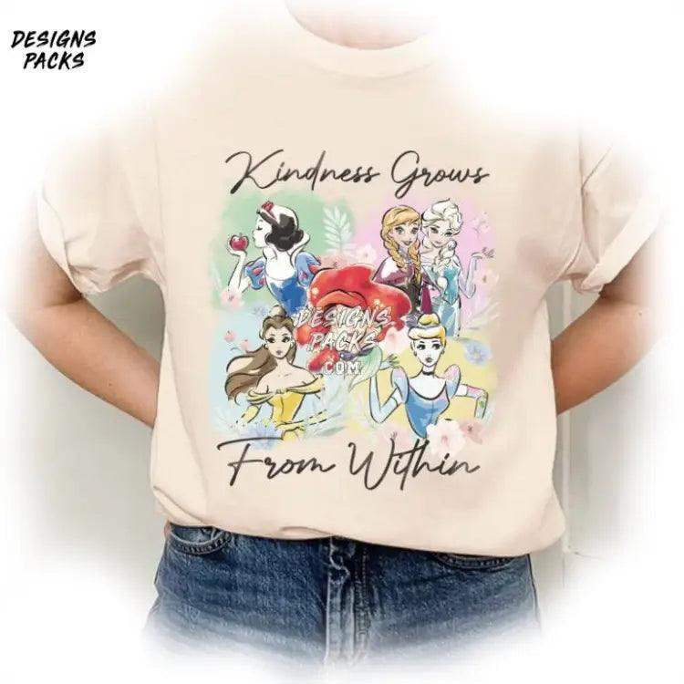 Kindness Grows From Within Girl Trip Cartoon Vintage Princess Png Design