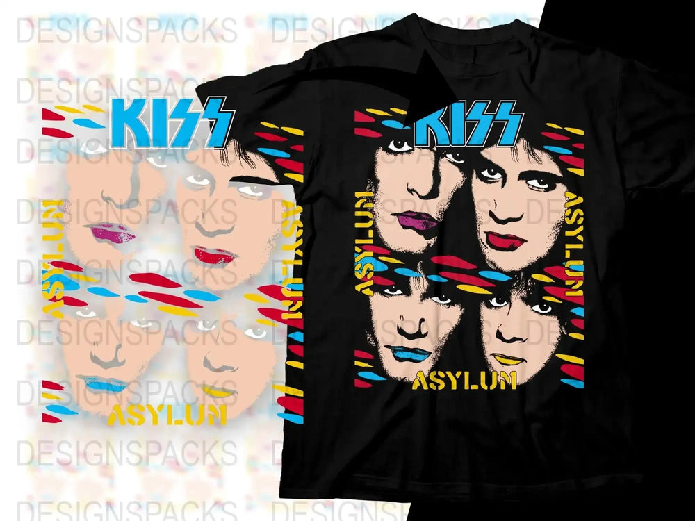 KISS Band Asylum Album Cover Art Graphic Png Digital Download
