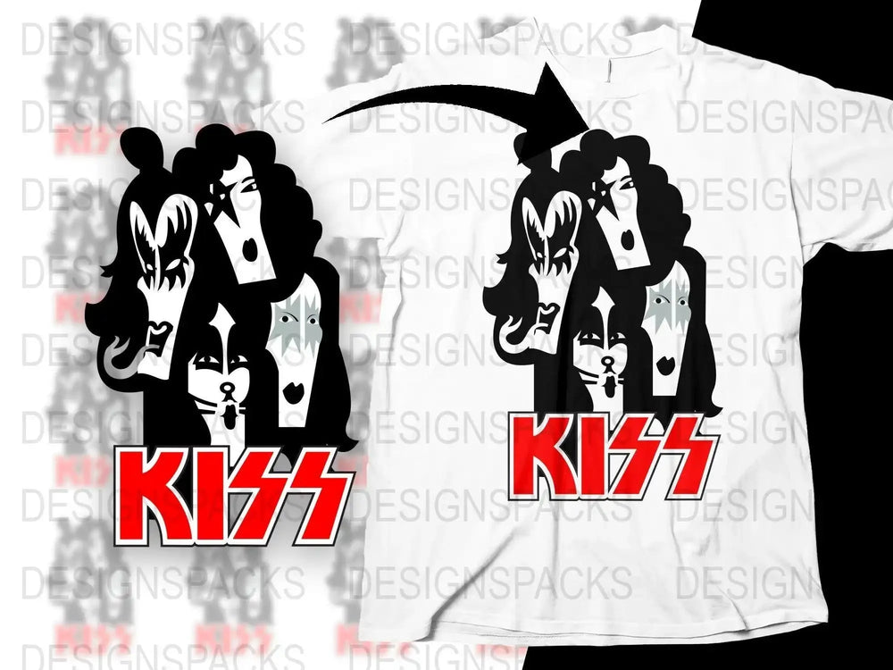 Kiss Funny Rock Band Members Iconic Graphic Png Design Digital Download