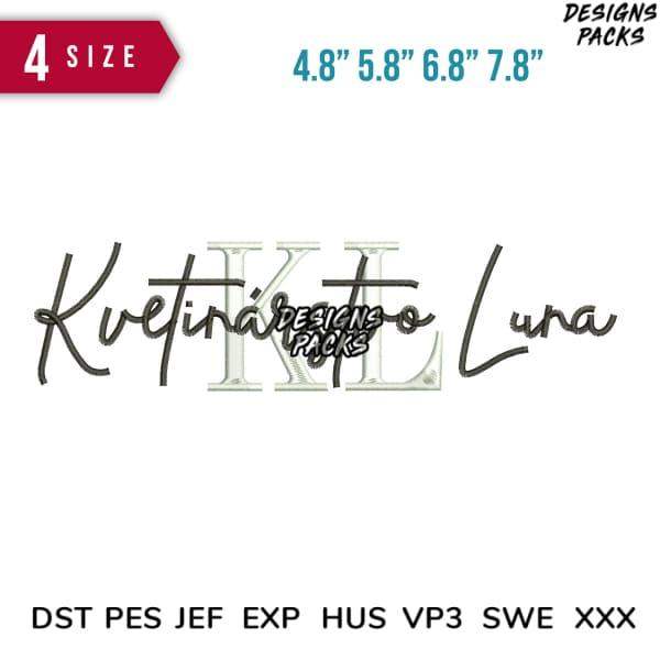 Kvetinářství Luna embroidery design in 4 sizes, DST PES JEF formats, print-ready for DTG/DTF