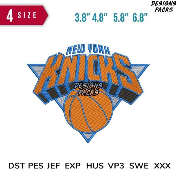 New York Knicks embroidery design in 4 sizes, compatible with DST PES JEF formats for instant download