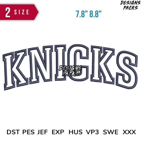 Knicks embroidery design in arched lettering, available in multiple sizes and formats for instant download.