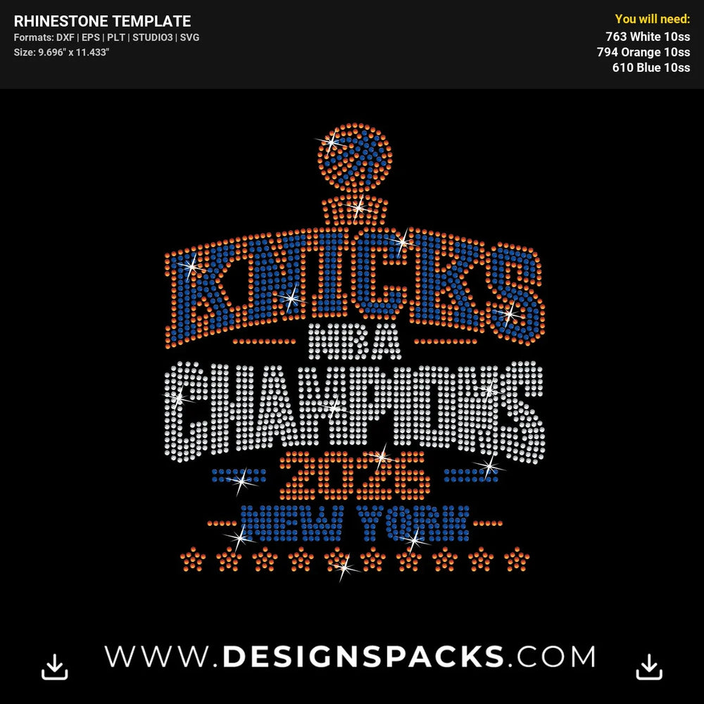 Knicks Nba Champions New York 2026 Rhinestone Digital Template