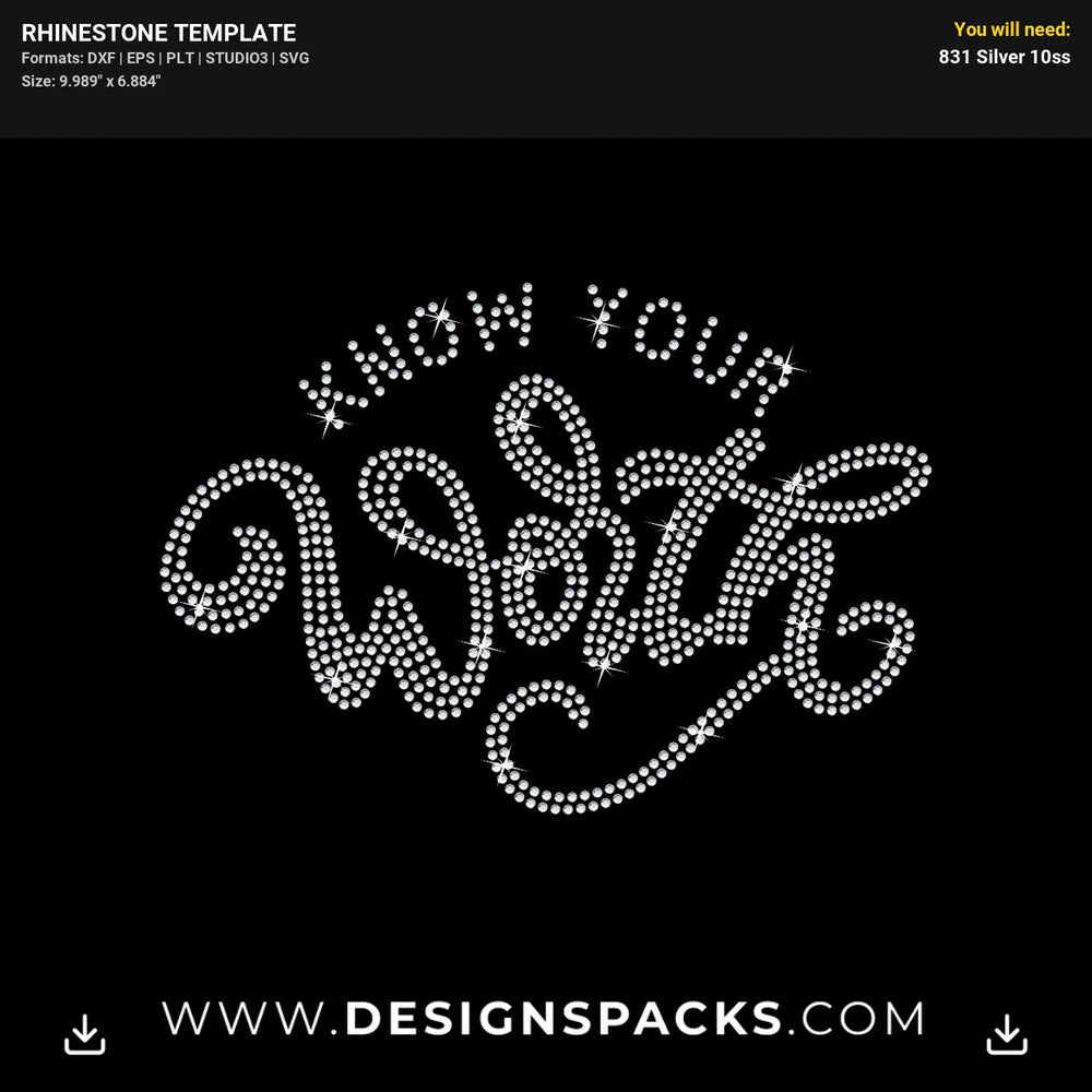 Know Your Worth Rhinestone Digital Template