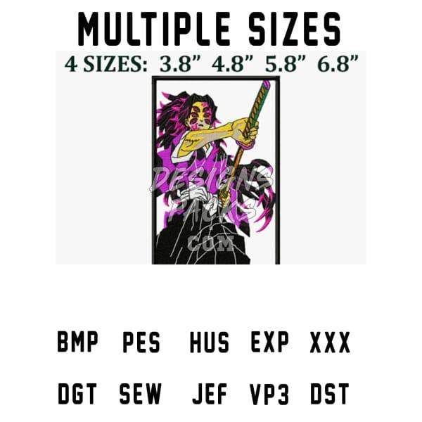 Anime demon warrior with purple hair and sword, available in 4 sizes for embroidery & DTF/DTG, PNG SVG PES formats