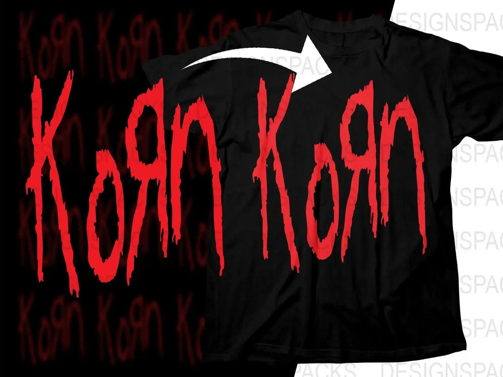 Korn Logo In Distressed Red Font Rock Band Graphic Png Design Digital Download
