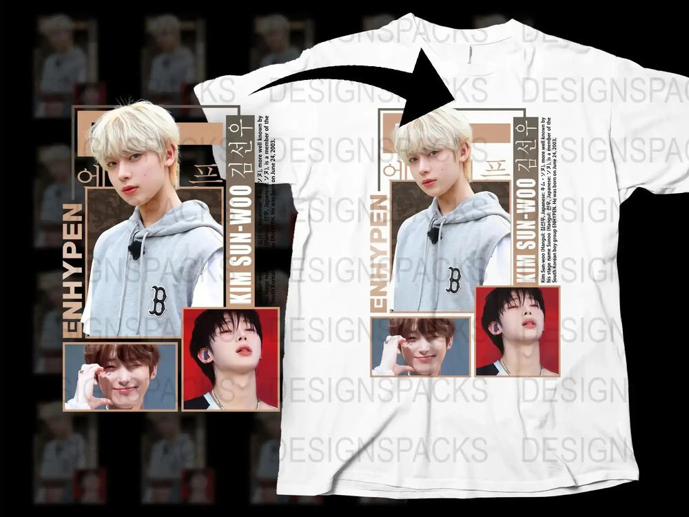 ENHYPEN Sunghoon Themed T-Shirt, K-Pop Idol Photo Print, Fan Merchandise, Casual Streetwear Style