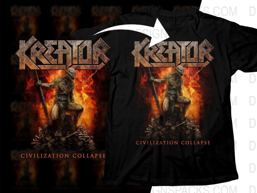Kreator Powerful Artwork on Civilization Collapse Png Halftone Digital Download