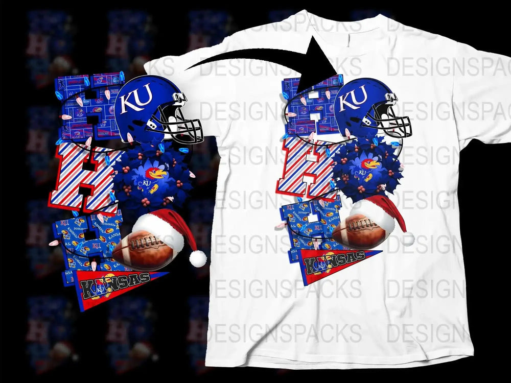 Kansas University Football Themed T-Shirt, Unisex Jayhawks Graphic Tee, Game Day Apparel, College Sports Fan Gift