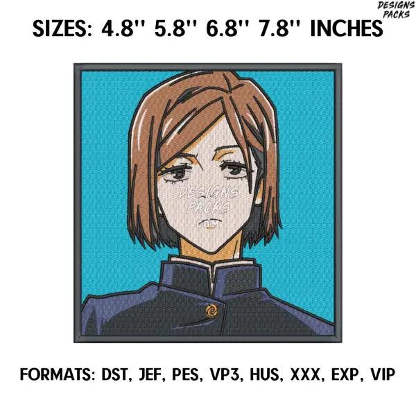 Kugisaki Nobara Embroidery Design File, Jujutsu Kaisen Anime Embroidery Design, Machine Embroidery, Anime Pes Design