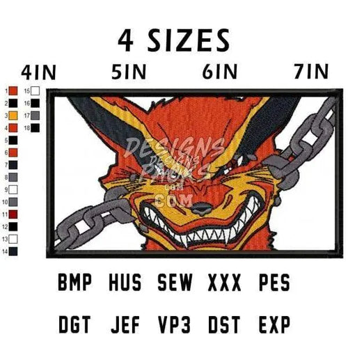 Kurama Anime Embroidery Design