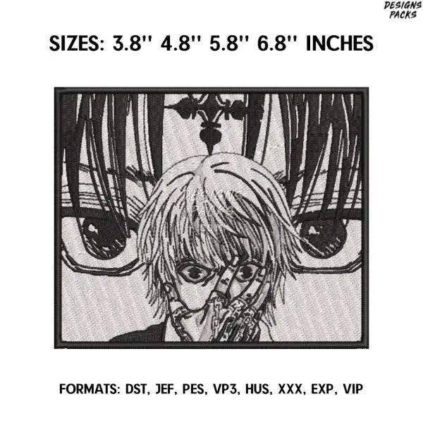Kurapika Embroidery Design File, Hunter x Hunter Anime Embroidery Design, Anime Pes Design. Kurapika chains