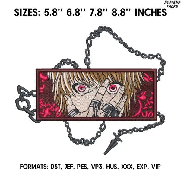 Kurapika Embroidery Design File, Hunter x Hunter Anime Embroidery Design, Anime Pes Design. Kurapika chains