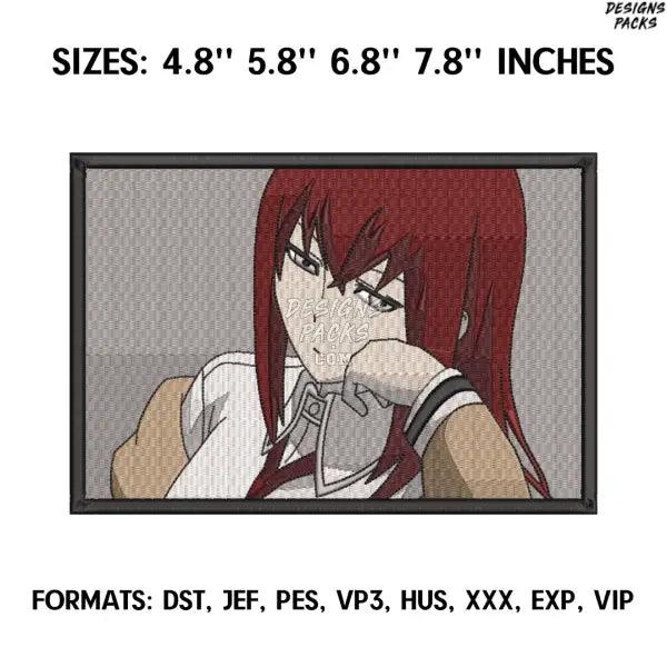 Kurisu Makise Embroidery Design File, Steins Gate Anime Embroidery Design, Machine embroidery, Anime Pes Design Brother