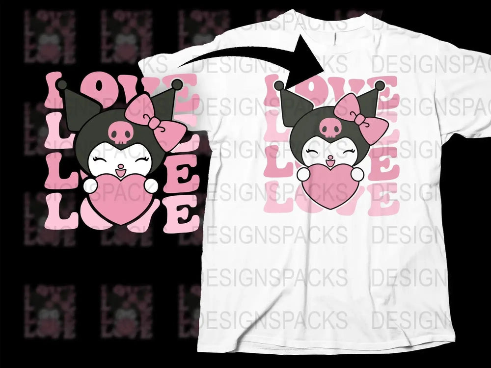 Kuromi Love Heart Cute Graphic Valentine Png Digital Download