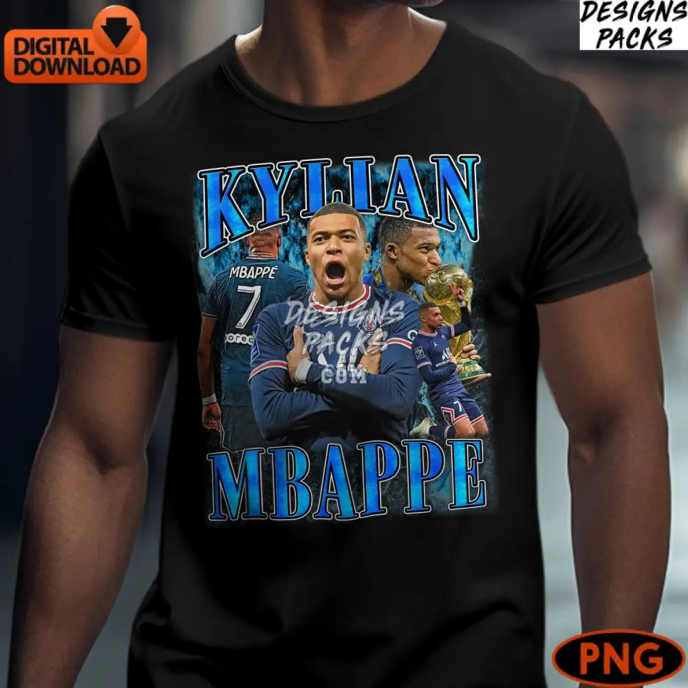 Kylian Mbappe Digital Psg Football Star Art Instant Download Sports
