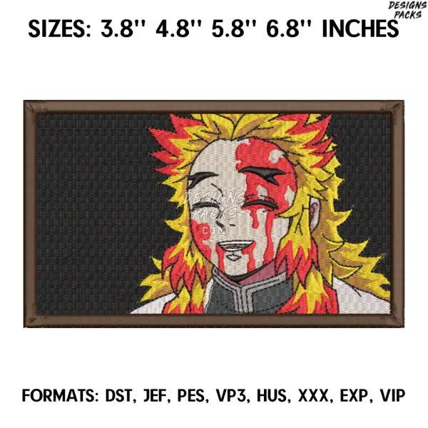 Kyojuro Rengoku Embroidery Design File, Kimetsu no yaiba Anime Embroidery Design, Demon Slayer anime embroidery design