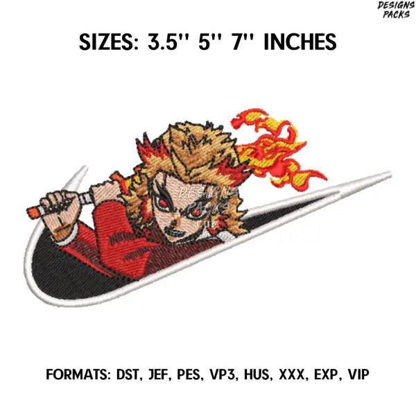 Kyojuro Rengoku Embroidery Design File, Kimetsu no yaiba Anime Embroidery Design, Demon Slayer anime embroidery design