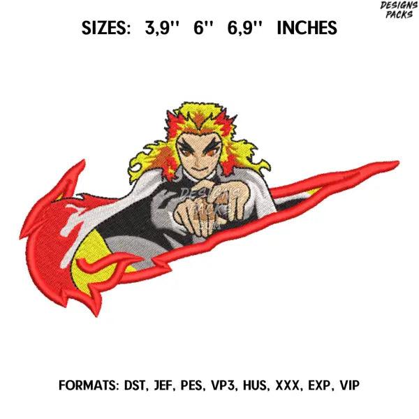 Kyojuro Rengoku Embroidery Design File, Kimetsu no yaiba Anime Embroidery Design, Demon Slayer anime embroidery design