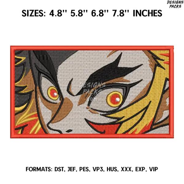 Kyojuro Rengoku Embroidery Design File, Kimetsu no yaiba Anime Embroidery Design, Demon Slayer anime embroidery design