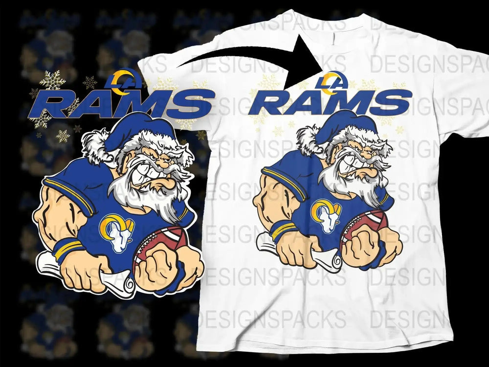 LA RAMS Team Christmas Football Santa Png Digital Download