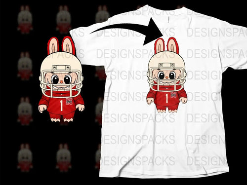 Kids Football T-Shirt, Cartoon Bunny Athlete Design, Cute Sports Tee for Children, Unisex Kids Top