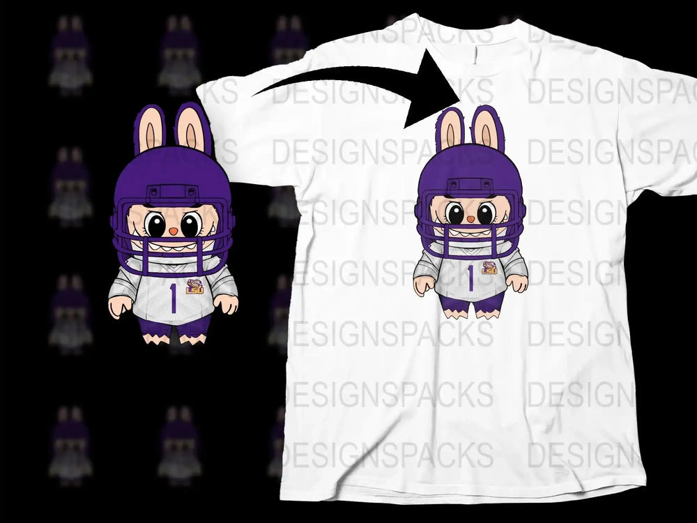 Cute Cartoon Bunny Football Player T-Shirt, Kids Sports Tee, White Graphic Shirt