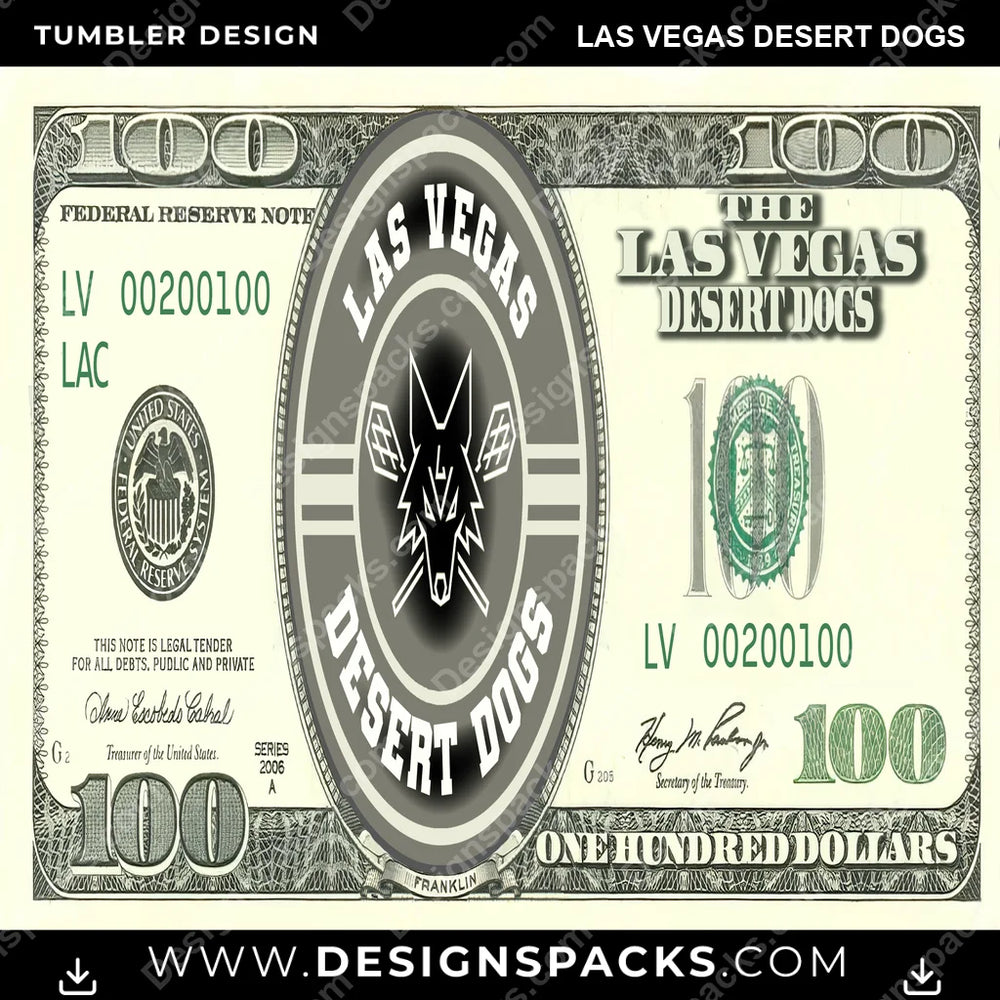 Lacrosse 100 Dollar Bill Las Vegas Desert Dogs PLL Lacrosse Tumbler Digital Wrap Design Download