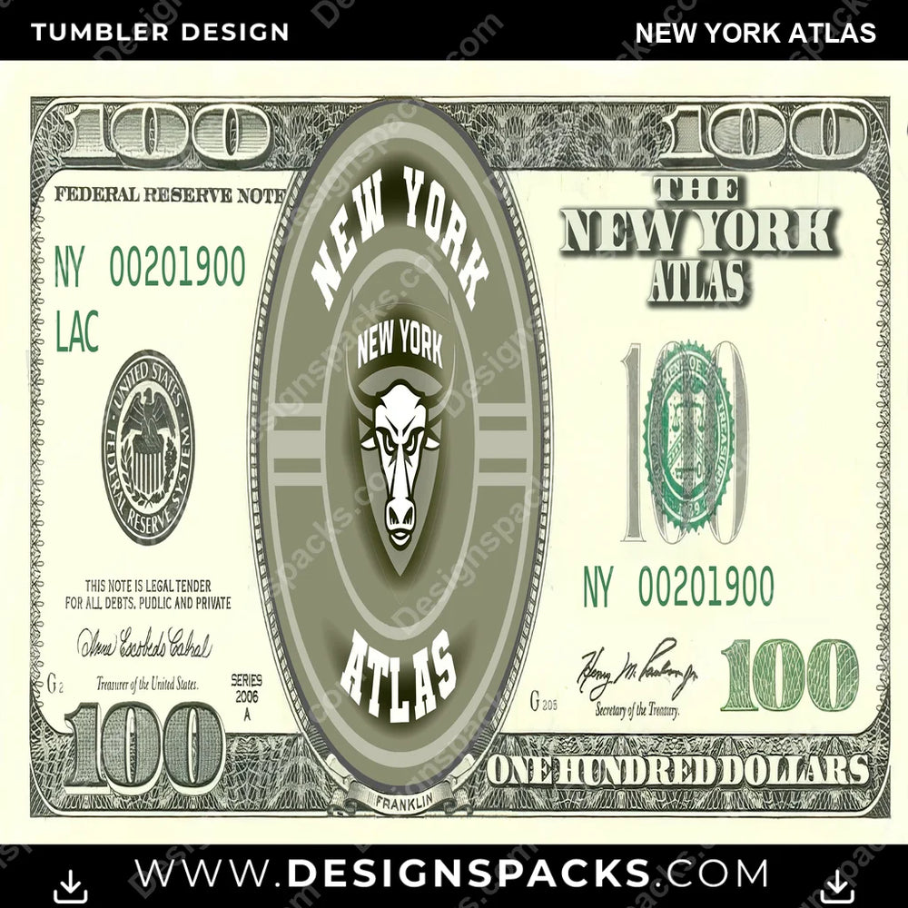 Lacrosse 100 Dollar Bill New York Atlas PLL Lacrosse Tumbler Digital Wrap Design Download