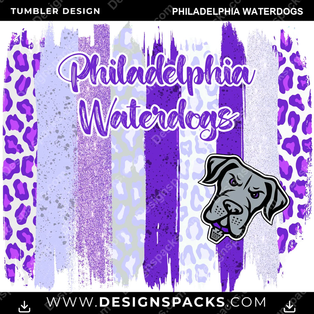 Lacrosse Brush Strokes Philadelphia Waterdogs PLL Lacrosse Tumbler Digital Wrap Design Download