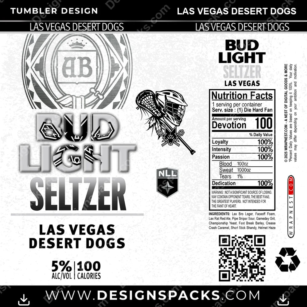 Lacrosse Bud Light Seltzer Las Vegas Desert Dogs PLL Lacrosse Tumbler Digital Wrap Design Download