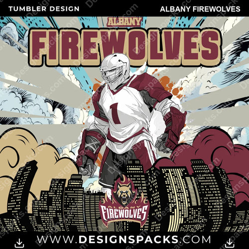Lacrosse Comic Cover Albany FireWolves Tumbler Digital Wrap Design