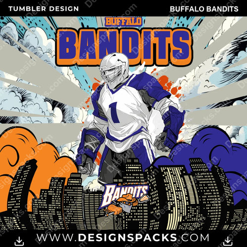 Lacrosse Comic Cover Buffalo Bandits Tumbler Digital Wrap Design