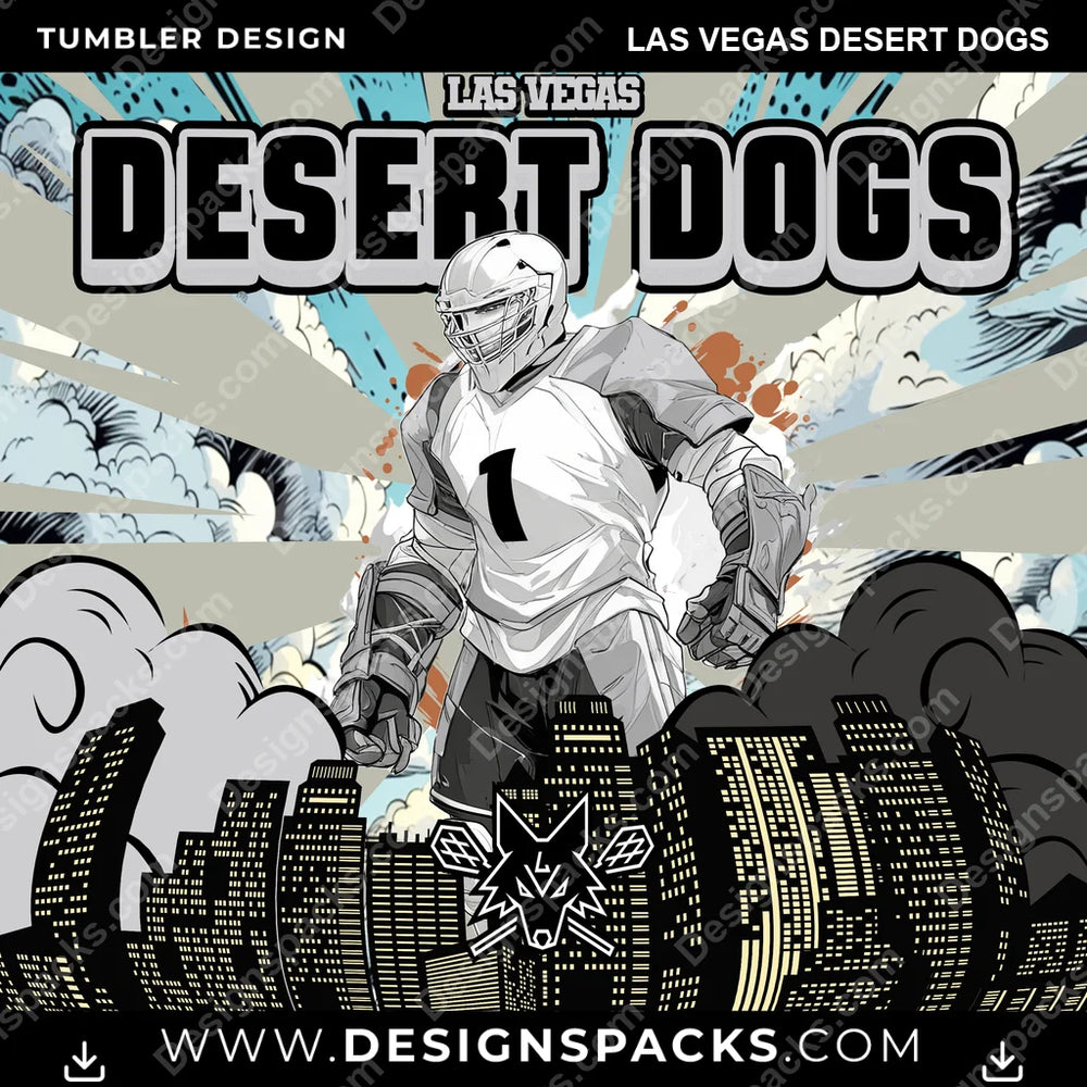 Lacrosse Comic Cover Las Vegas Desert Dogs PLL Lacrosse Tumbler Digital Wrap Design Download